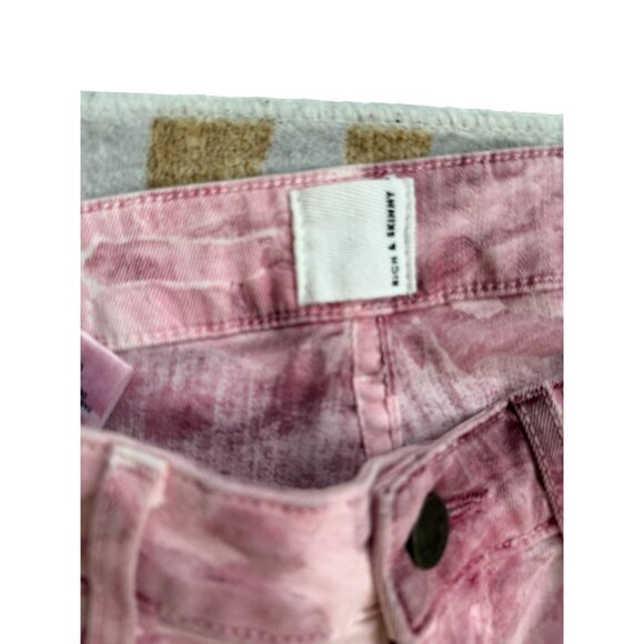 FLYING MONKEY Red White Swirl Dyed Denim Skinny Jeans Size 29 - Picture 7 of 9